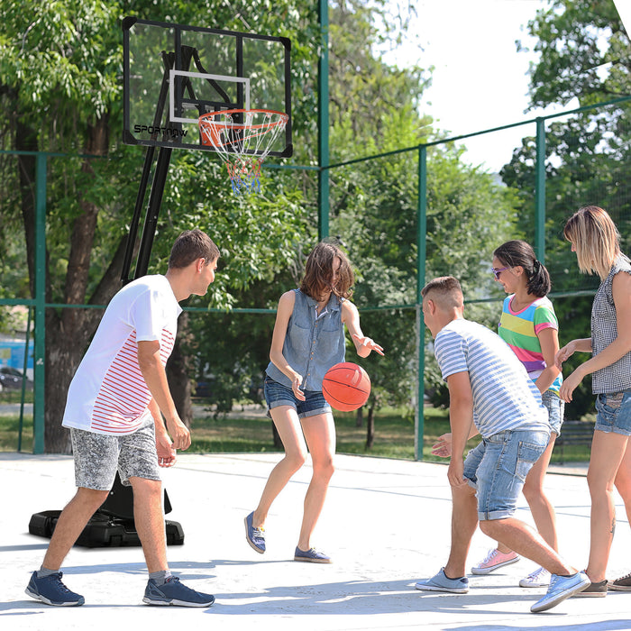 Adjustable 2.4-2.9m Basketball Hoop Stand - Sturdy Backboard, Weighted Base, Portable with Wheels - Ideal for All Ages and Outdoor Play