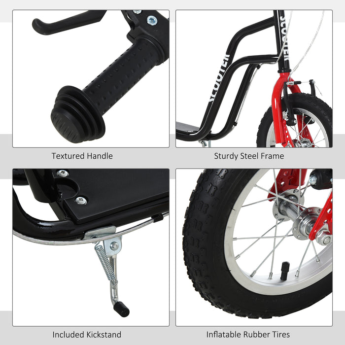 Kick Scooter for Kids - Steel Frame, Adjustable Height, Black & Red - Fun Outdoor Activity for Children