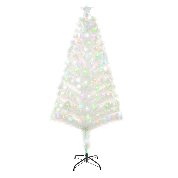Fiber Optic LED-Lit Artificial Christmas Tree - 5-Foot Pre-Lit Festive Holiday Decor - Ideal for Home Xmas Ambiance