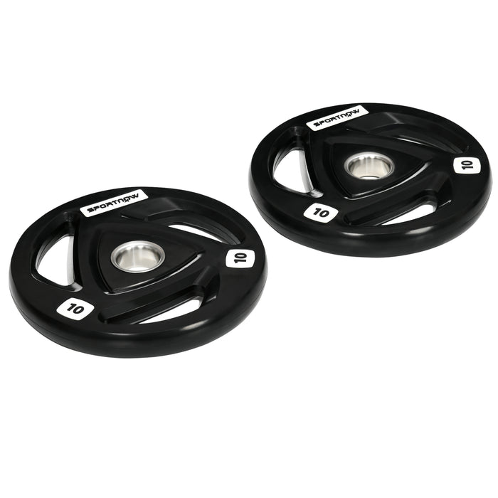 Tri-Grip Olympic Barbell Weight Plates - Rubber Coated 10kg Set with 2'' Holes for Lifting and Strength Training - Ideal for Home Gym Enthusiasts
