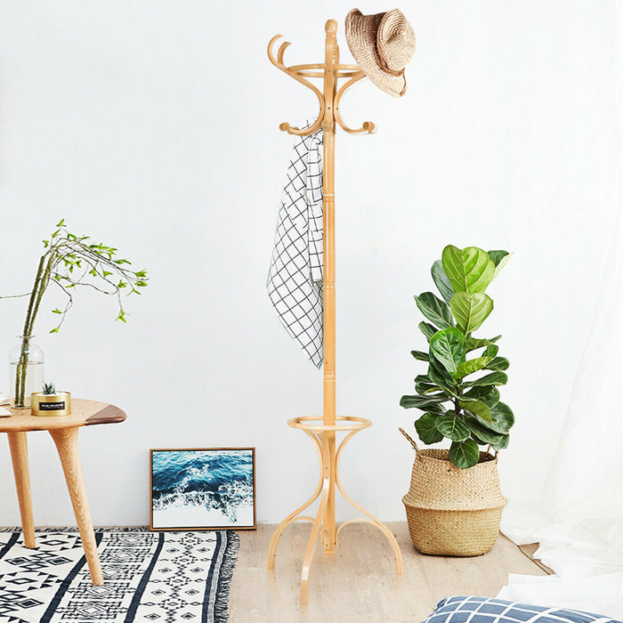 Oak Wood Stand - Coat and Hat Storage Solution - Ideal for Organizing Outerwear in Homes and Offices