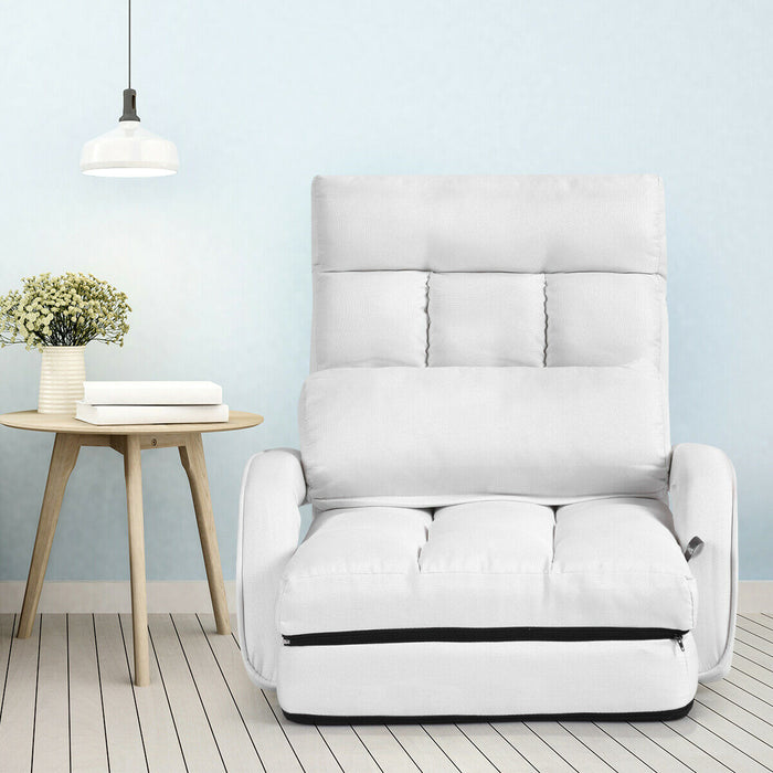 Lazy Chair - Adjustable Folding Floor Chair with Pillow in Blue - Ideal for Leisure, Relaxation and Comfort