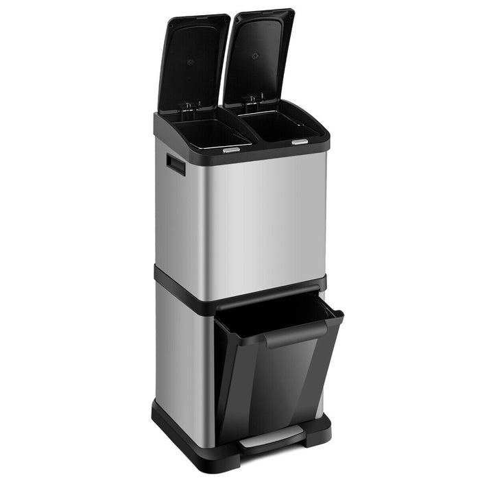 32L Stainless Steel Bin - Recyclable Waste Management Pedal Bin - Perfect Solution for Eco-Friendly Homes & Offices