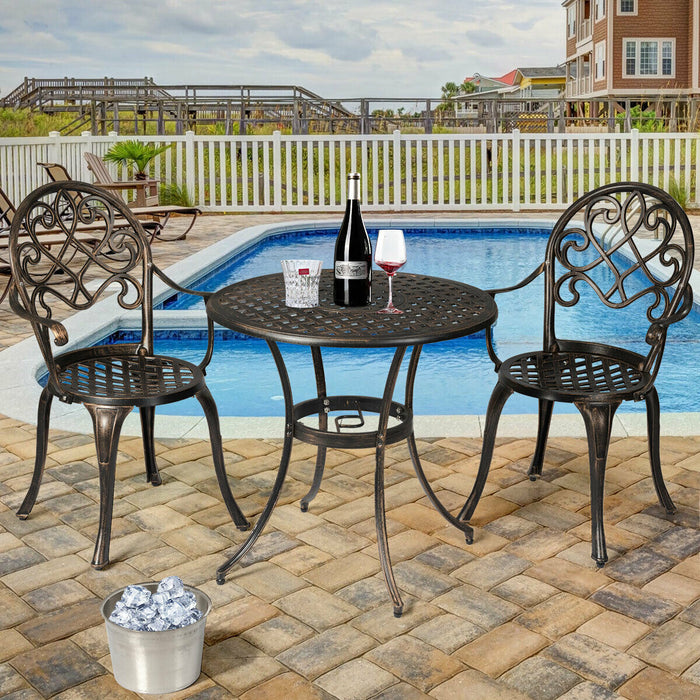 Aluminium 3-Piece Bistro Set - Includes Table with Removable Ice Bucket - Perfect for Outdoor Dining and Keeping Drinks Cool