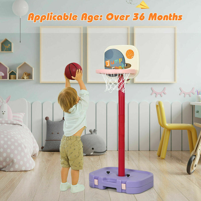 Adjustable Kids Basketball Hoop Set-Black - 2 in 1 Sports Gear for Indoor & Outdoor Play - Perfect for Young Athletes and Encouraging Active Lifestyle