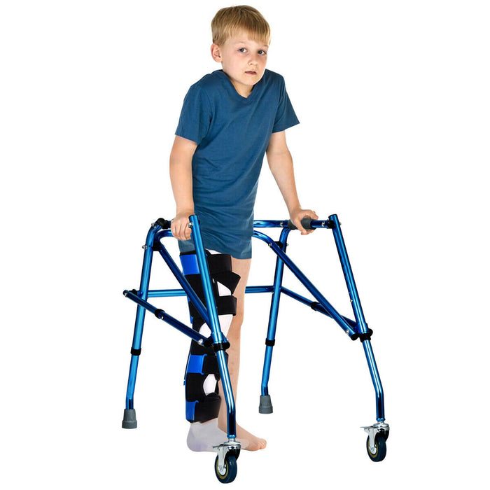 Foldable Children's Walker - Lightweight Mobility Aid for Kids, Navy Blue - Ideal for Disabled or Injured Child Training Support
