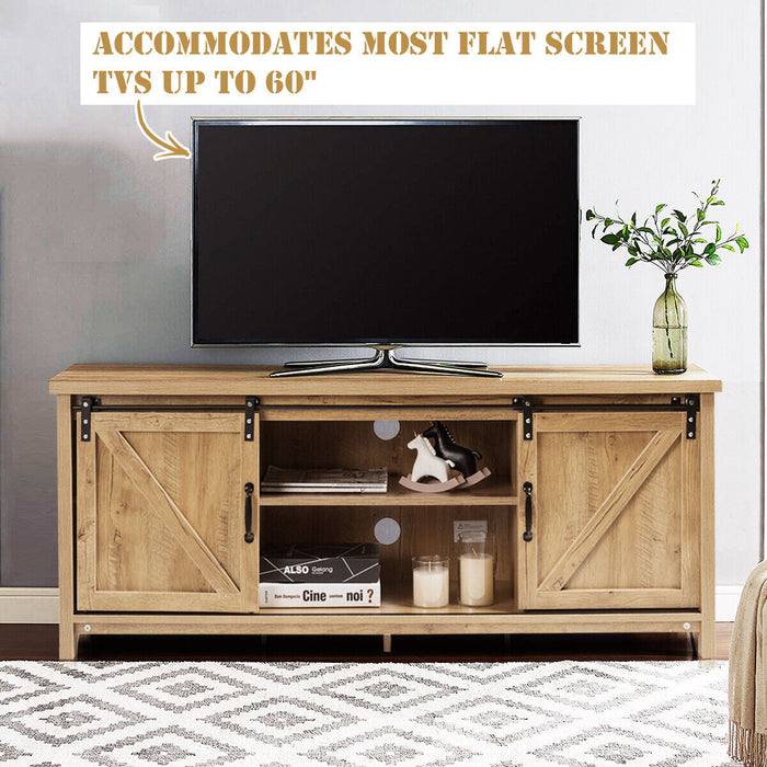 Modern Design - 60-Inch Wooden TV Cabinet with Media Storage Shelves - Ideal for Spacious and Stylish Living Rooms