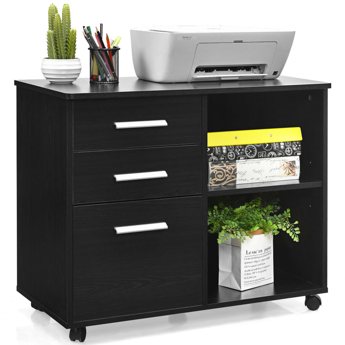 3-Drawer File Cabinet - Hanging Bars for Letter Sized Documents, in Black - Ideal for Organizing Office Paperwork