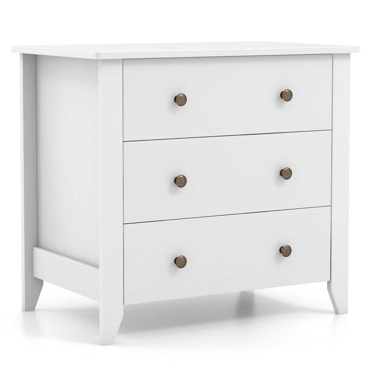 Wooden Dresser with 3 Drawers - Chest of Drawers Featuring Round Metal Knobs - Ideal for Bedroom Storage Solutions