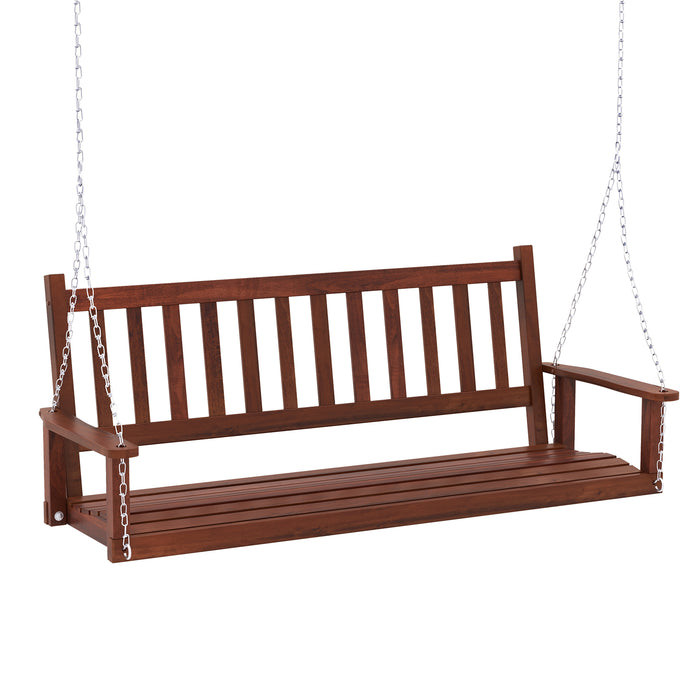 Wooden Outdoor Porch Swing - 2/3 Person Capacity, Adjustable Upper Chains, White - Perfect for Patio Relaxation and Entertaining Guests