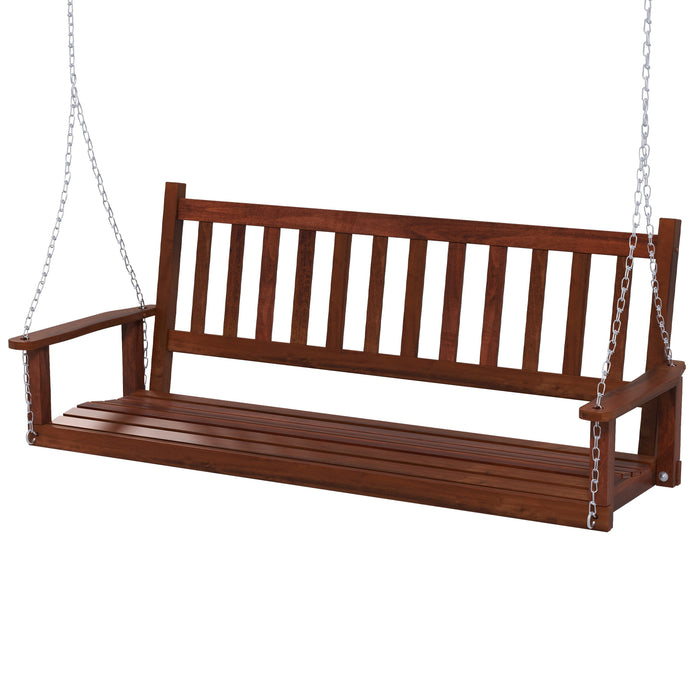 Wooden Outdoor Porch Swing - 2/3 Person Capacity, Adjustable Upper Chains, White - Perfect for Patio Relaxation and Entertaining Guests