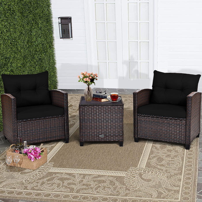 3 Piece Rattan Patio Set - Outdoor Furniture for Porch, Balcony, Garden, Yard - Ideal Home Relaxation Solution