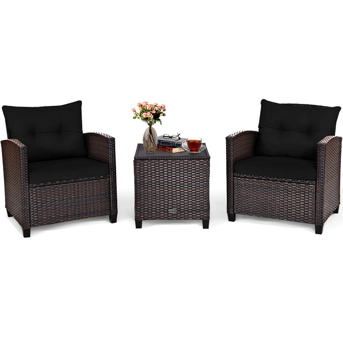 3 Piece Rattan Patio Set - Outdoor Furniture for Porch, Balcony, Garden, Yard - Ideal Home Relaxation Solution