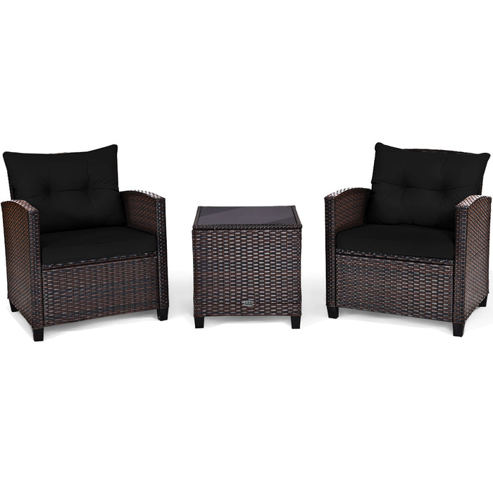 3 Piece Rattan Patio Set - Outdoor Furniture for Porch, Balcony, Garden, Yard - Ideal Home Relaxation Solution