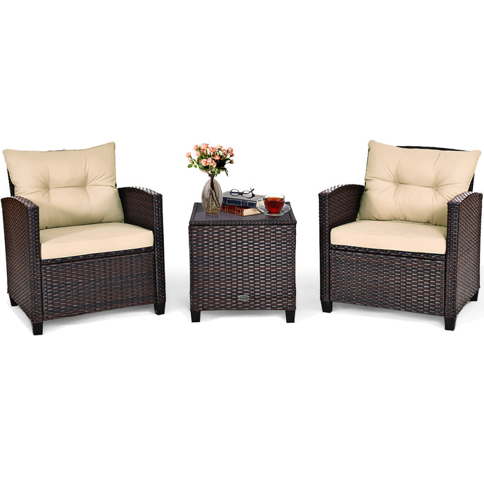 3 Piece Rattan Patio Set - Outdoor Furniture for Porch, Balcony, Garden, Yard - Ideal Home Relaxation Solution