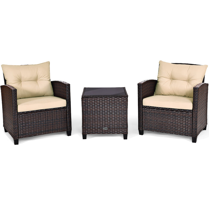 3 Piece Rattan Patio Set - Outdoor Furniture for Porch, Balcony, Garden, Yard - Ideal Home Relaxation Solution