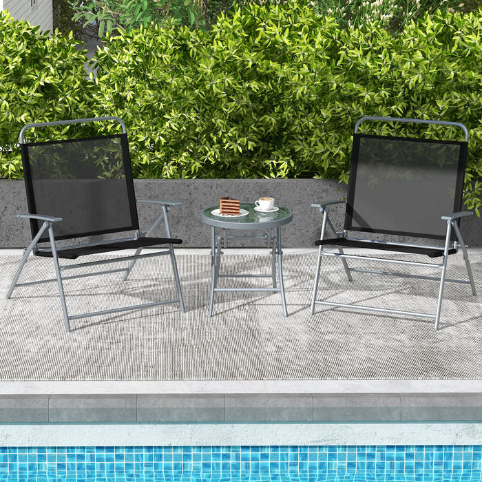 3-Piece Foldable Patio Bistro Set - Includes Glass Tabletop - Perfect for Outdoor Dining and Entertaining