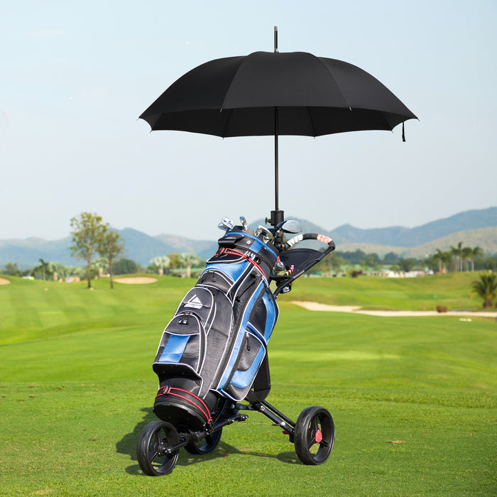 Folding Golf Push Pull Cart - 3 Wheels, Umbrella Stand Included - Ideal for Outdoor Games and Golf Practice