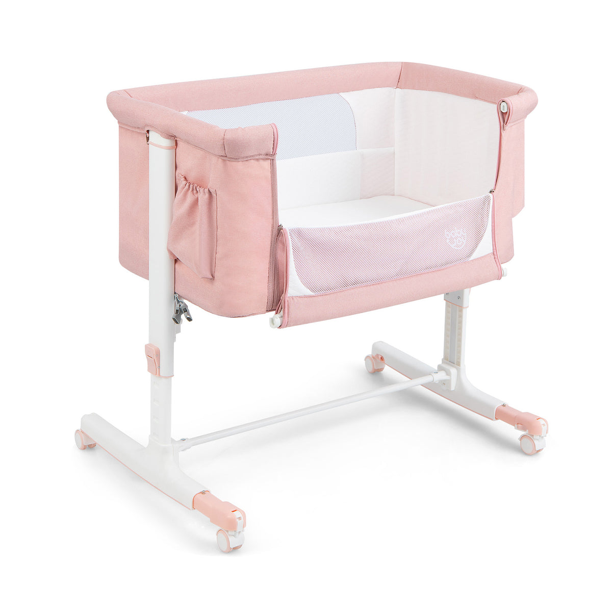 Adjustable 3-in-1 Baby Bedside Bassinet - Complete with Mattress in Light Grey - Ideal Sleep Solution for Newborns and Infants