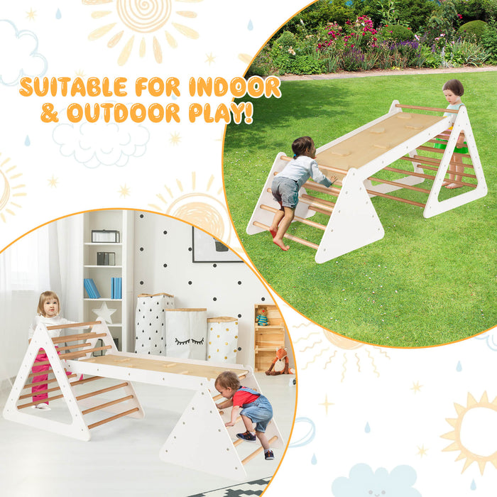 3 in 1 Climbing Toy Set - Includes Two Triangle Ladders and Double-Sided Ramp in Bright Colours - Perfect for Active Kids Seeking Fun and Adventure