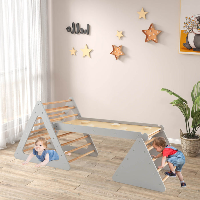 3 in 1 Climbing Toy Set - Includes Two Triangle Ladders and Double-Sided Ramp in Bright Colours - Perfect for Active Kids Seeking Fun and Adventure