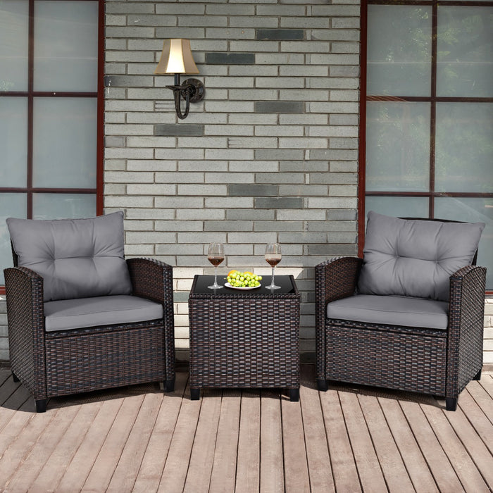 3 Piece Rattan Patio Set - Outdoor Furniture for Porch, Balcony, Garden, Yard - Ideal Home Relaxation Solution
