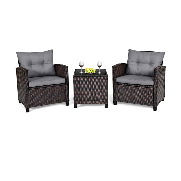 3 Piece Rattan Patio Set - Outdoor Furniture for Porch, Balcony, Garden, Yard - Ideal Home Relaxation Solution