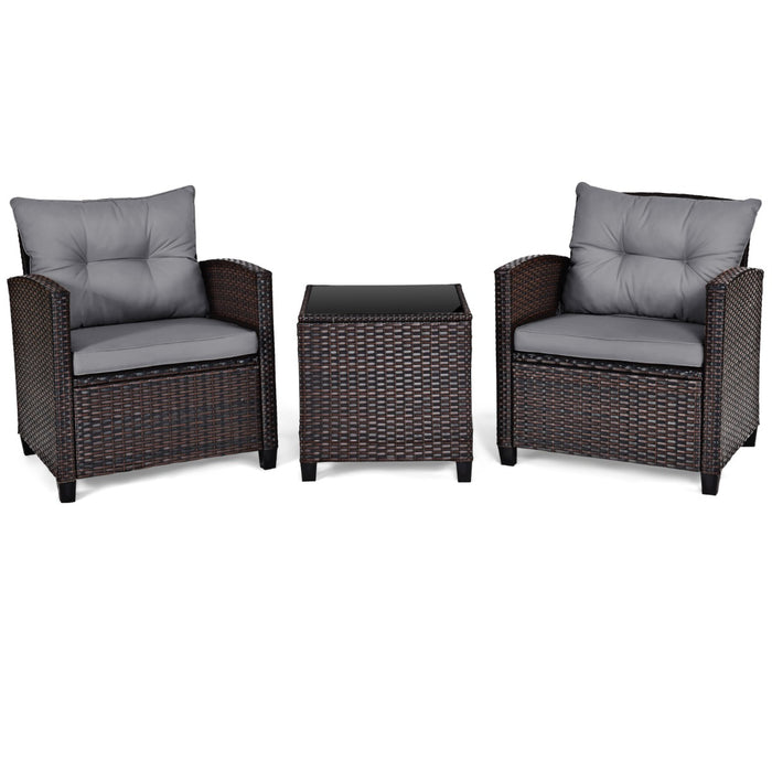 3 Piece Rattan Patio Set - Outdoor Furniture for Porch, Balcony, Garden, Yard - Ideal Home Relaxation Solution
