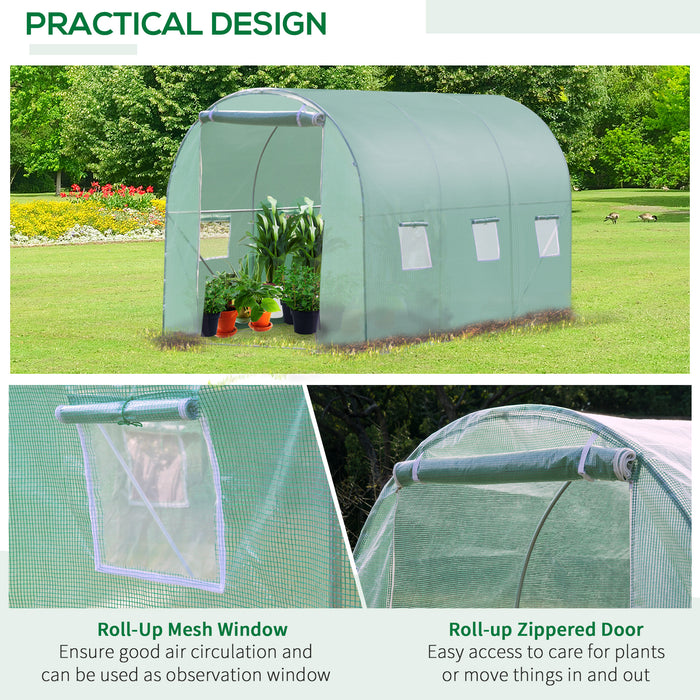 Polytunnel Walk-In Greenhouse - 3x2M Outdoor Garden Structure with Windows and Door - Ideal for Plant Growth and Protection