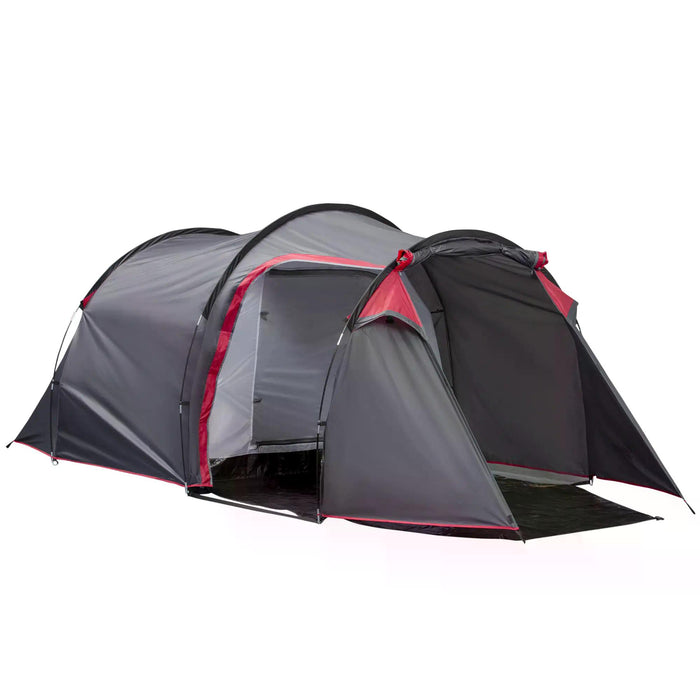 Camping Dome Tent for 3-4 Person - 2 Room Setup with Weatherproof Screen Room Vestibule, Lightweight for Backpacking - Ideal for Fishing, Hiking & Outdoor Adventures, Dark Grey