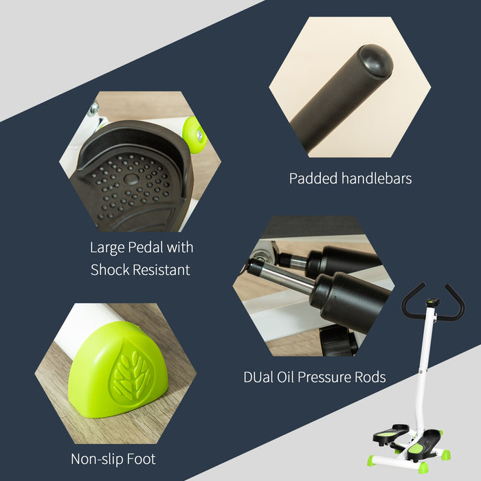 Adjustable Aerobic Stepper with LCD & Handlebars - Robust Ab Exercise Fitness Machine - Ideal for Home Workouts and Core Training