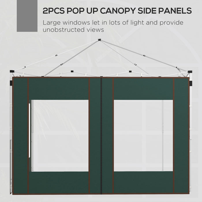 2-Pack Gazebo Side Panels Replacement with Doors and Windows - Fits 3x3m or 3x6m Pop-Up Gazebos - Outdoor Shelter Privacy and Ventilation Enhancements, Green
