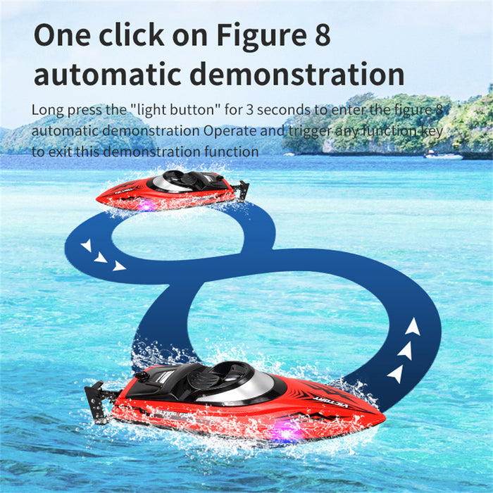 HXJRC HJ811 2.4G 4CH RC Boat - High Speed LED Light Speedboat, Waterproof, 20km/h Electric Racing Vehicles for Lakes and Pools - Perfect Remote Control Toy for Kids and Adults