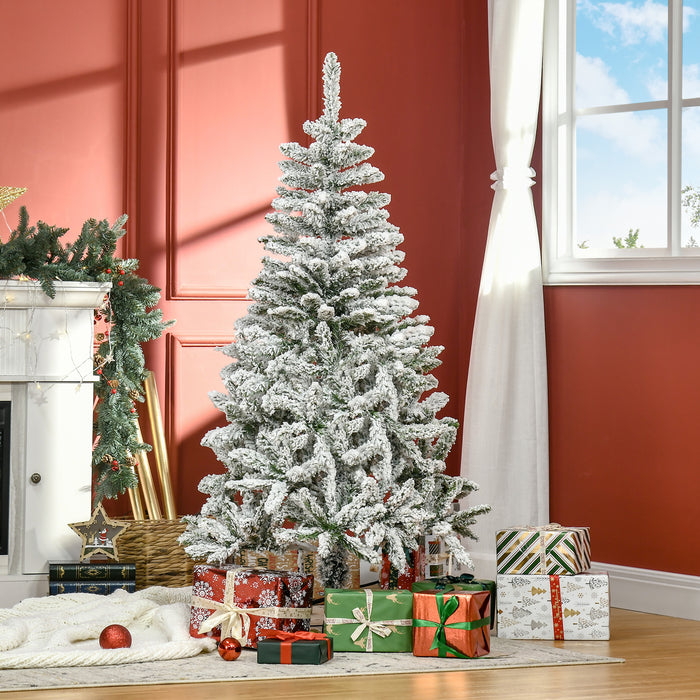 Snow Flocked Artificial Christmas Tree - 5 Ft Xmas Pine with 358 Realistic Branches & Steel Base - Ideal for Festive Holiday Decor & Easy Assembly