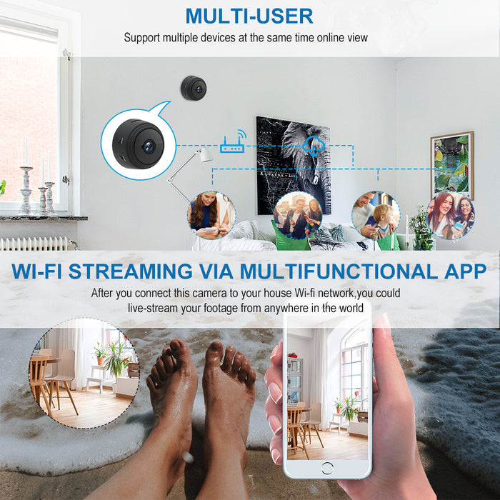 A9 1080P Wifi Mini Hidden Camera - Moving Detection, Night Vision, Remote Monitoring, Wireless Surveillance - Ideal for Home Security and Nanny Monitoring