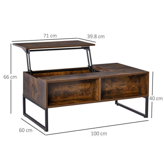 Extendable Lift-Top Coffee Table - Space-Saving Desk with Concealed Storage and Drawer, Sturdy Metal Frame - Ideal for Small Apartments, Living Rooms