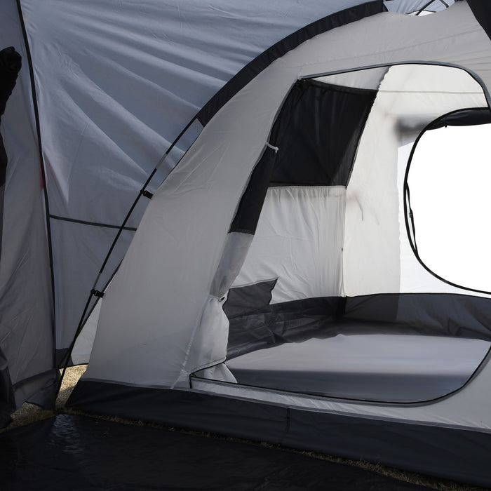 Outdoor Tunnel Tent for 4-5 People - Two-Room Camping Shelter with Sewn-In Floor & Portable Mat - Ideal for Fishing, Festivals & Hiking Adventures