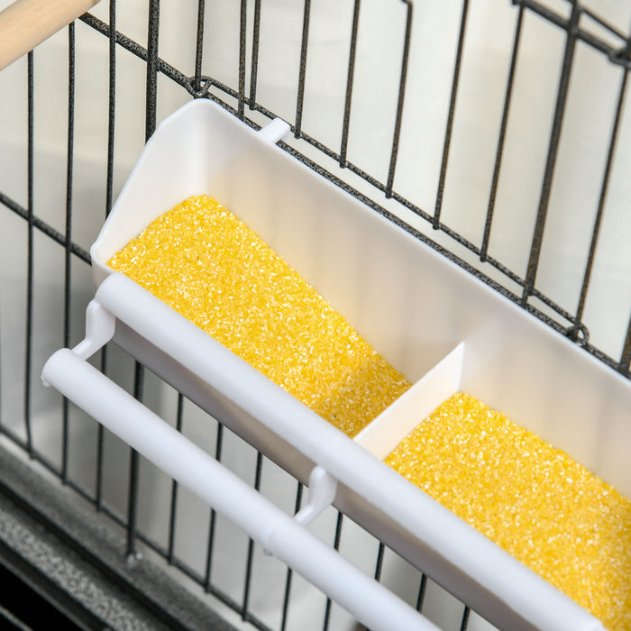 Large Rolling Aviary - Finch, Canaries, Parakeet Home with Slide-Out Tray and Food Containers - Optimal Habitat for Pet Birds with Storage Shelf