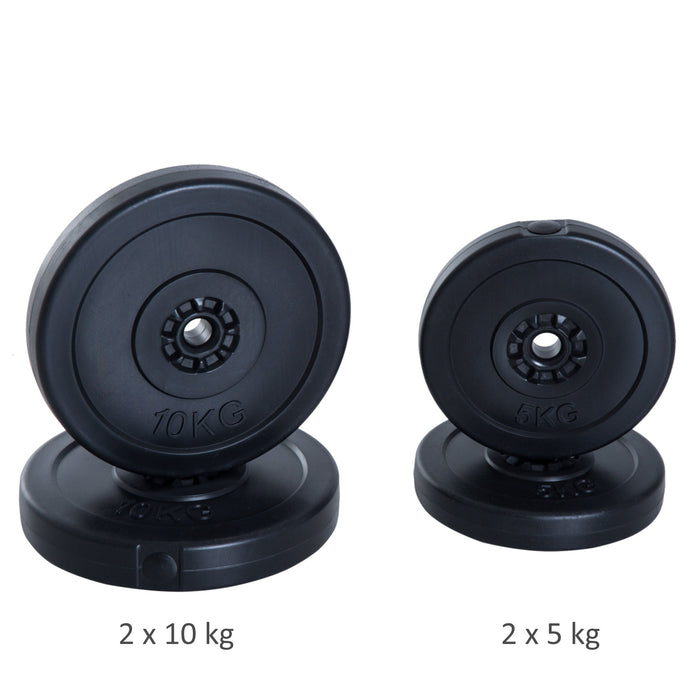 4pc Gym Barbell Plates Set - Durable 2x5kg & 2x10kg Dumbbell Weights for Fitness Training - Ideal for Intense Body Workouts and Strength Building