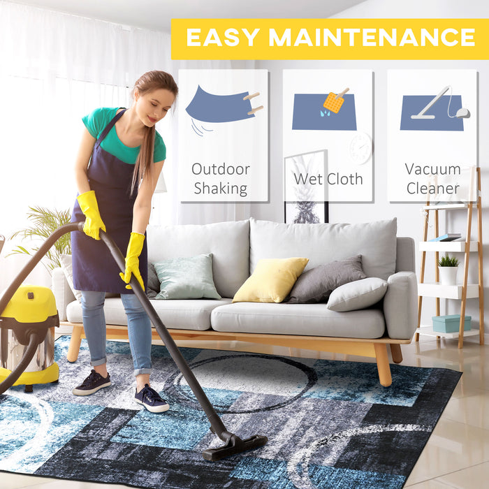 Blue Geometric Rug - Modern Area Rug for Living Room, Bedroom, Dining - Large 160x230 cm Carpet for Stylish Home Decor