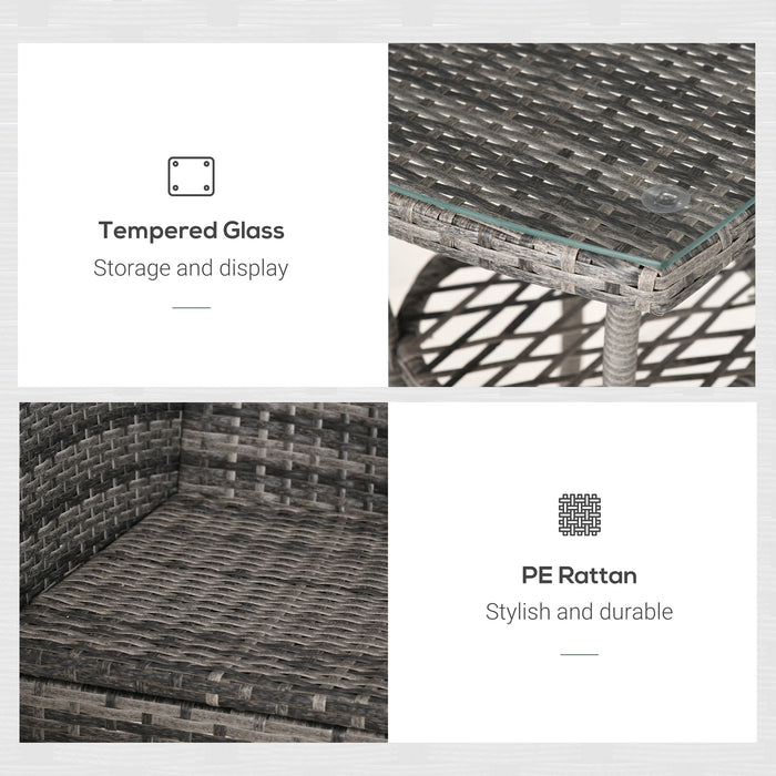 Rattan Garden Bistro 3-Piece Set - Patio Weave Companion Chairs with Cushions and Matching Table - Ideal for Conservatory and Outdoor Seating, Light Grey