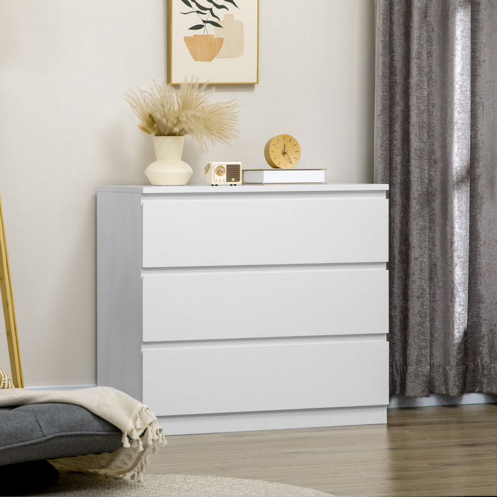 3-Drawer Chest of Drawers - Bedroom & Living Room Storage Organizer - Elegant White Unit for Clutter-Free Spaces
