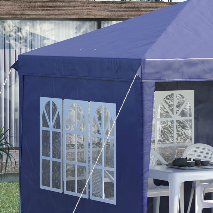 Height Adjustable 3 x 6m Pop Up Gazebo - Marquee Party Tent with Sidewalls and Storage Bag, Blue - Perfect for Outdoor Celebrations and Events
