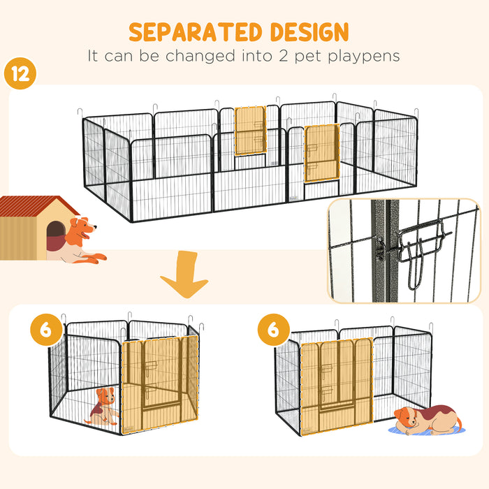 Heavy Duty 12-Panel Puppy Playpen - Exercise Fence and Pet Barrier for Small to Medium Dogs - Safe Enclosure for Play and Training
