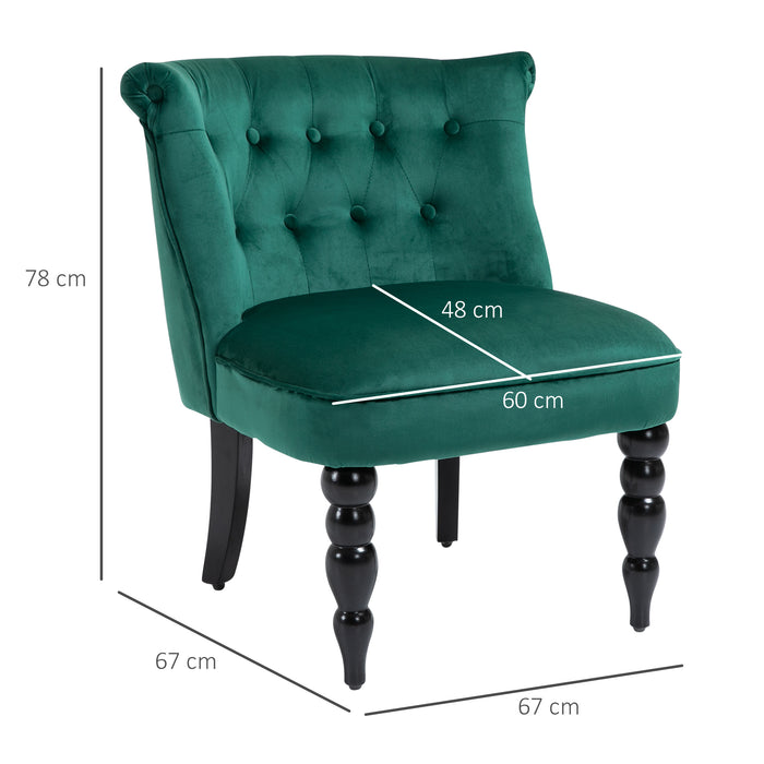 Velvet Wingback Accent Chair - Button Tufted, Rubber Wood Legs, Stylish Dark Green - Elegant Seating for Living Room and Bedroom