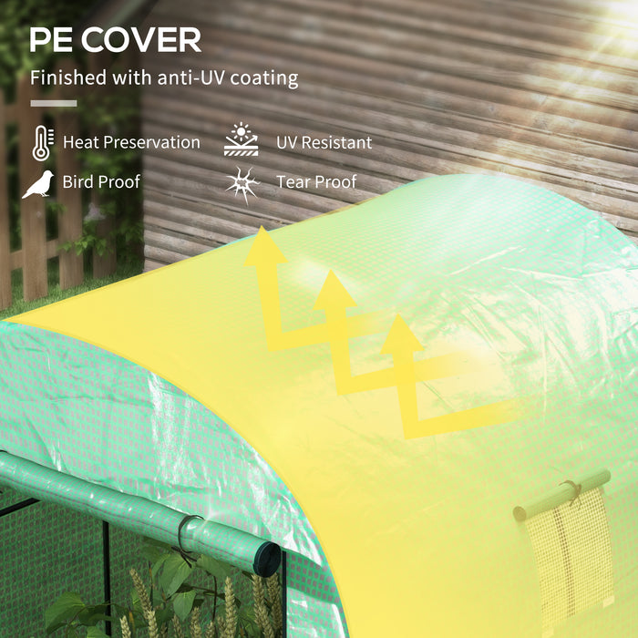 Walk-in Polytunnel Greenhouse with UV-Resistant PE Cover - 1.8 x 1.8 x 2m with Ventilated Doors and Mesh Windows - Ideal for Year-Round Gardening