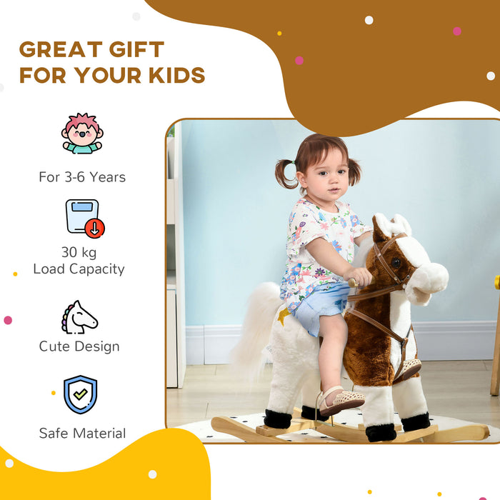 Rocking Horse with Musical Tunes - Interactive Saddle Ride-On Toy for Toddlers - Ideal Playtime Gift for Ages 3-6 Kids, Boy or Girl