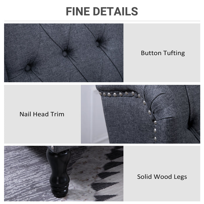 Vintage-Style Recliner Armchair - Dark Grey with Footrest, Comfortable Upholstery - Ideal Relaxation Seat for Home Lounge or Office