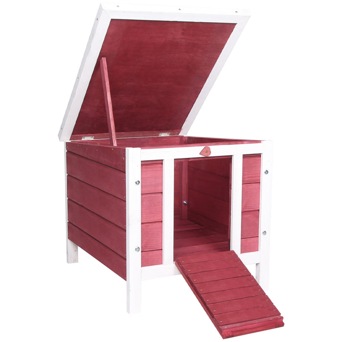 Deluxe Wooden Rabbit Hutch - Spacious 51x42x43cm Pet Shelter with Red Finish - Ideal Home for Small Animals
