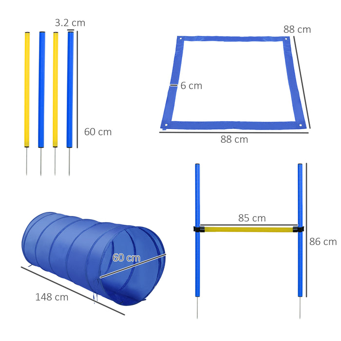Adjustable Pet Hurdle Set - Dog Agility Training Equipment in Blue/Yellow - Ideal for Canine Fitness and Obedience